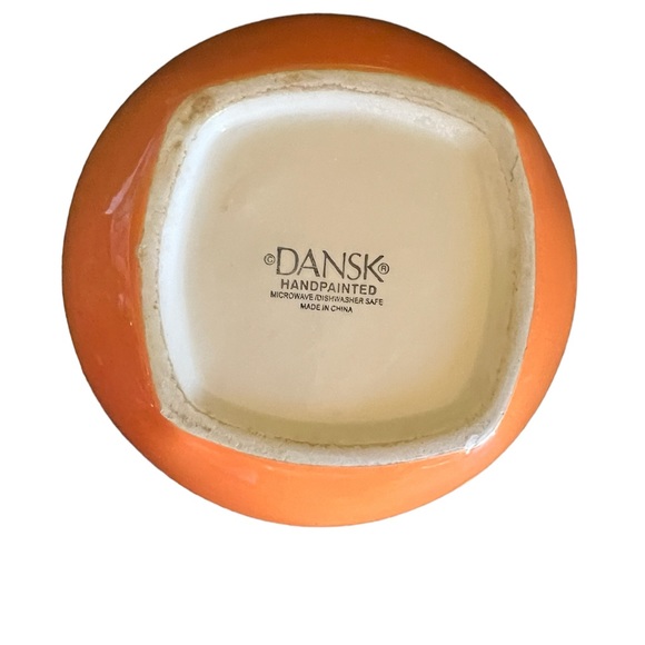 Dansk Caribe Aruba Orange Bowl Soup Cereal 6" Yellow Green Stripe Red Interior - Picture 3 of 4